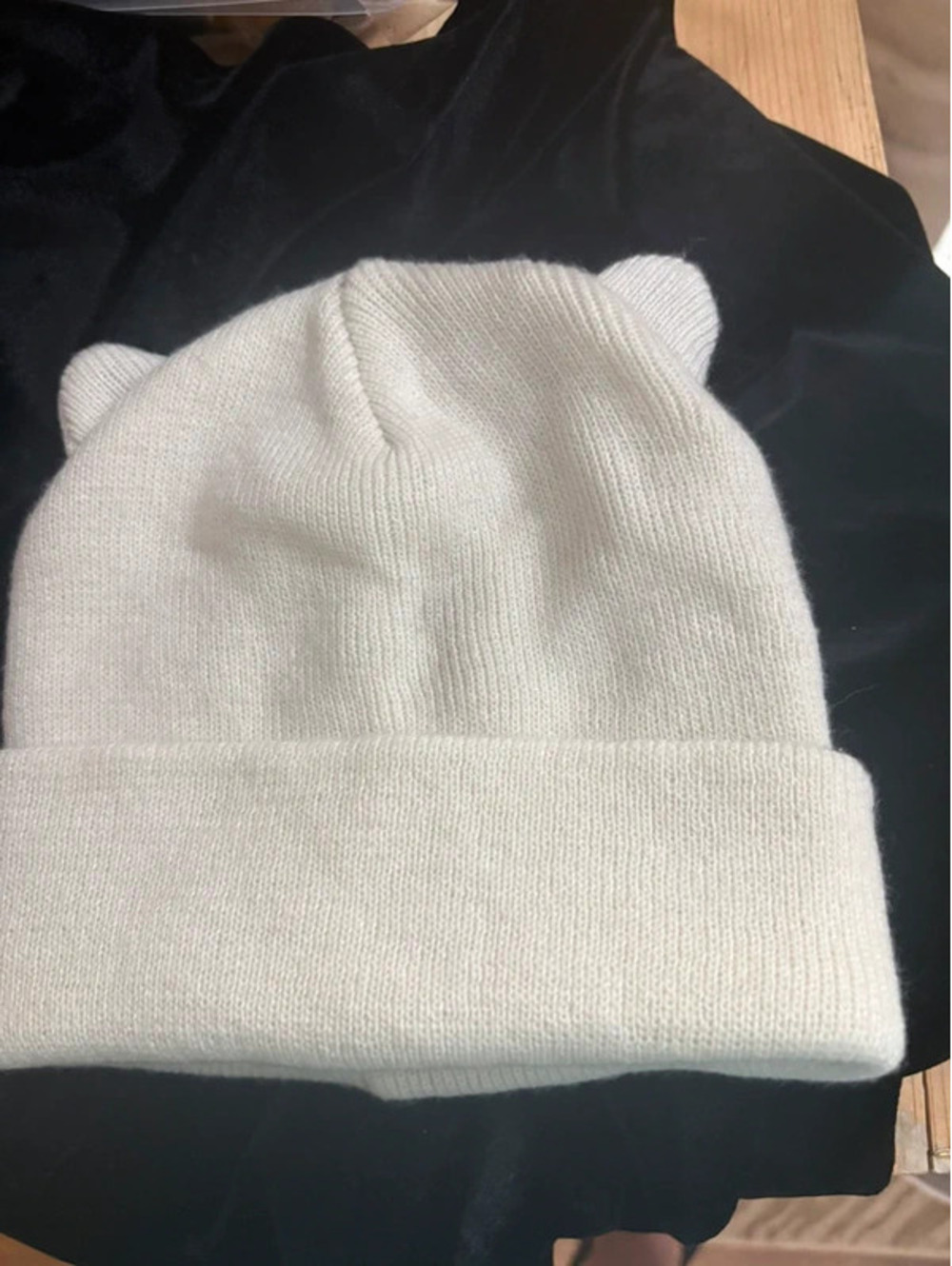 Child’s one size fits all cat ears knitted beanie cap